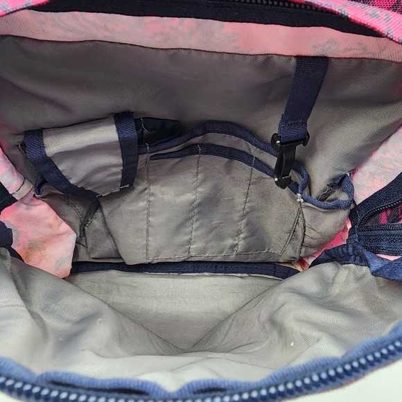 Vintage Jansport Superbreak Backpack Maroon With Navy Floral Graphics Fall 2015 - Picture 12 of 16